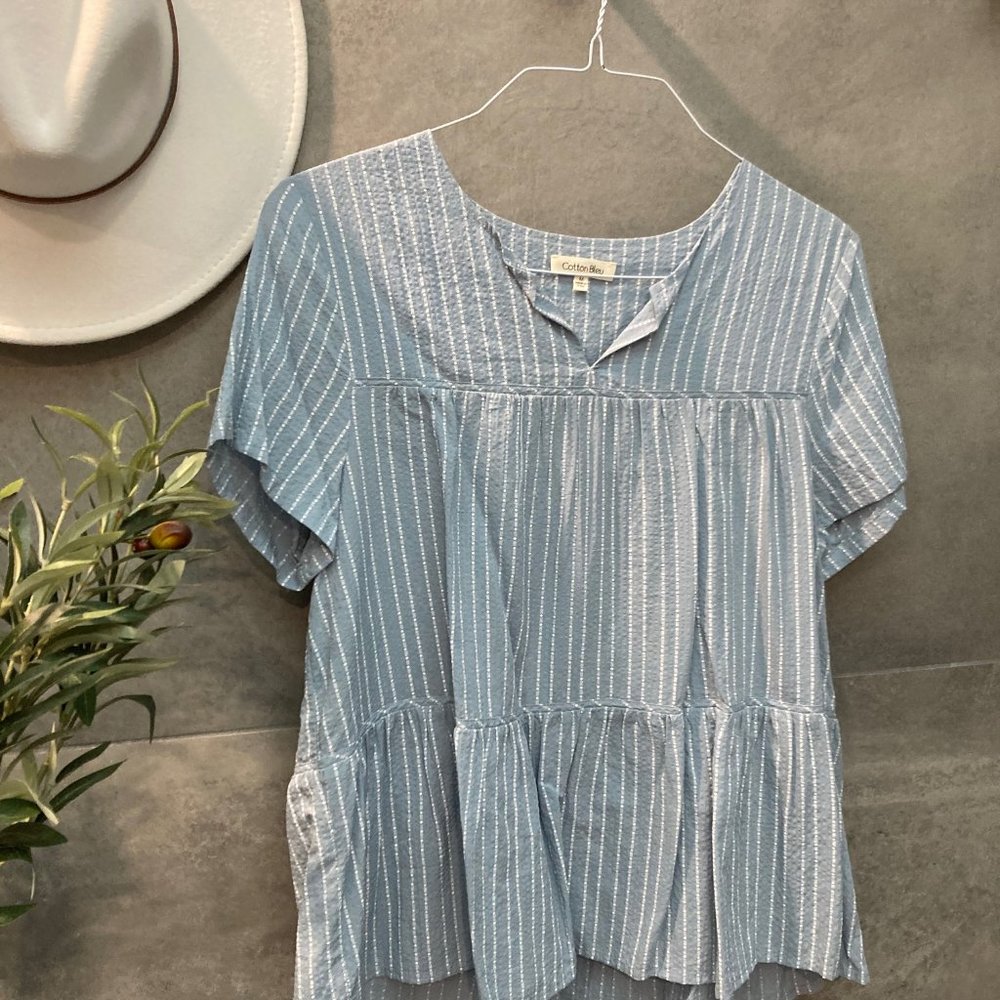 Cotton bleu medium short sleeve shirt